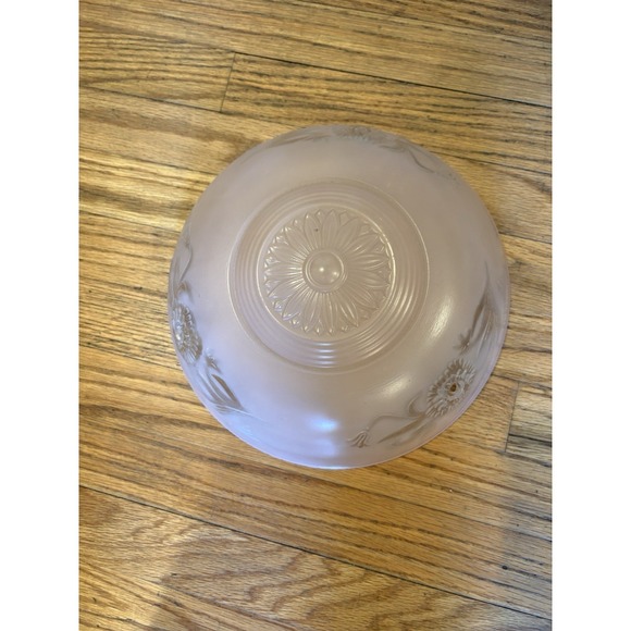 The Unbranded Brand Other - Vintage Pink Frosted Glass Floral Ceiling Light Shade 10.25in Pink Good 3-Hole